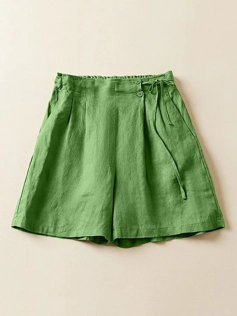 UOOZEE Baggy Shorts, Elastic Shorts, Woman Weaving, Orange Shorts, Weave Style, Shorts Casual, Pleated Shorts, Loose Shorts, Fashion Seasons