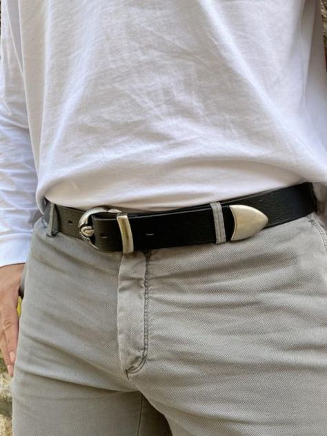 Belts :: Mens Leather Belt Silver Buckles - Christina Christi Handmade Products Casual Belts For Men, Mens Western Belt, Mens Belts Fashion Outfit, Men’s Belts, Men Belts Fashion Style, Belt Outfit Men, Men Belt Outfit, Cool Belts, Thrifty Christmas