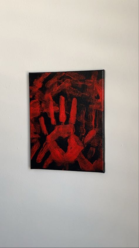 Red Artwork Painting, Red And Black Wall Paint Ideas, Painting Ideas On Canvas Edgy, Red Easy Paintings, Dark Things To Paint, Goth Paintings Easy, Black Painting Easy, Black And Red Painting Ideas, Emo Painting Ideas On Canvas