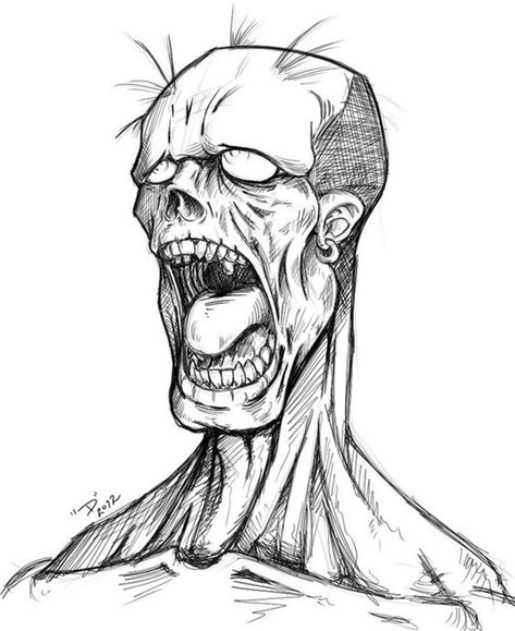 40 Insanely Cool Zombie Drawings and Sketches - Bored Art Zombie Drawings, Arte Zombie, Zombie Face, Scary Drawings, Bored Art, Creepy Drawings, Zombie Art, Chandler Riggs, 다크 판타지