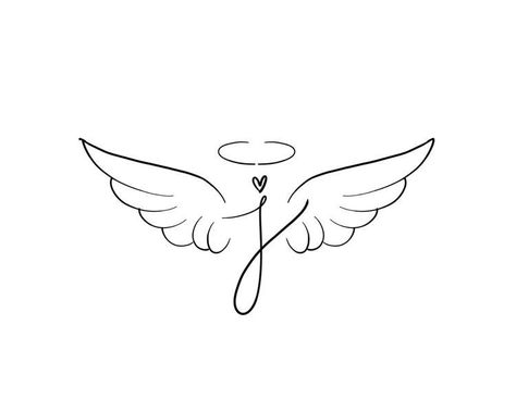 Loved By An Angel Tattoo, Angle Wing Tattoos, Small Angel Tattoo, Angel Tattoo For Women, Baby Memorial Tattoos, Rip Tattoos, Alas Tattoo, Memorial Tattoos Small, J Tattoo