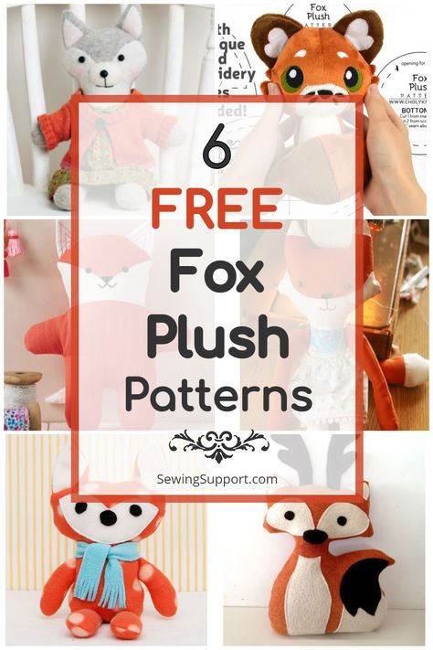 Free Fox Stuffed Animal Patterns Plush Sewing Patterns, Fox Sewing, Fox Sewing Pattern, Fox Plushie, Teddy Bear Patterns Free, Fox Stuffed Animal, Fox Crafts, Teddy Bear Sewing Pattern, Felt Animal Patterns