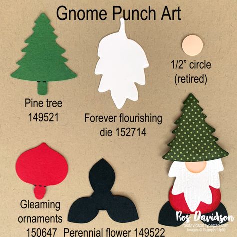 Stampin Up Gnome Punch Art, Gnome Punch Art, Stampin Up Punch Art Cards, Gnome Xmas Cards, Stampin Up Gnome Christmas Cards, Gnome Christmas Cards Handmade, Gnome Cards Handmade, Stampin Up Punch Art, Gnome Christmas Cards