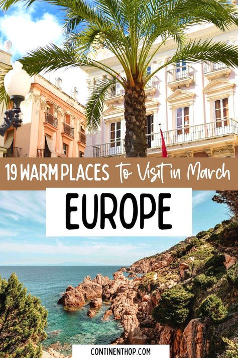 Come March, it slowly but surely starts getting warm in Europe, definitely great to head out for holiday! Here’s the warmest places in Europe in March, for the start of Spring, where you’re guaranteed to find hot weather. If you’re wondering where in Europe is hot in March here’s the best places by country! France In March, Best Us Vacations, Italy In March, Europe In March, Great Places To Travel, Start Of Spring, Best Countries To Visit, Europe Holidays, Best Vacation Spots