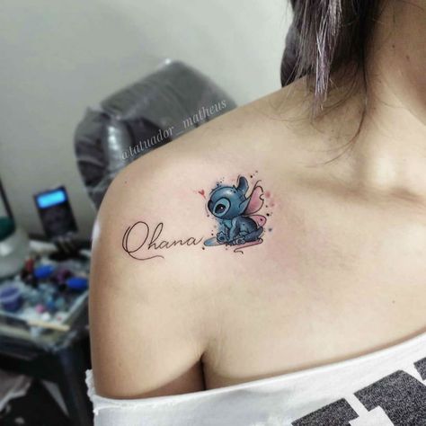 No One Gets Left Behind   Charming Ohana Tattoo Designs Ohana Tattoo With Stitch, Ohana Tattoo Stitch, Stitches Tattoo Design, Stitch Ohana Tattoo, Ohana Stitch Tattoo, Stitch Tattoo Design, Stitch Tattoo Ideas, Cookout Drinks, Disney Stitch Tattoo