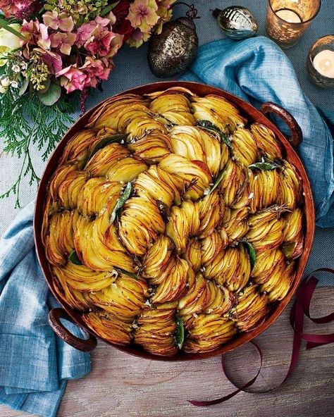 Serve these easy, impressive, crispy pan potatoes as an alternative to classic roast potatoes for your dinner party or Sunday lunch. Pan Potatoes, Golden Potatoes, Classic Roast, Easy Christmas Dinner, Dinner Party Menu, Delicious Magazine, Dinner Party Recipes, Christmas Lunch, Roast Potatoes