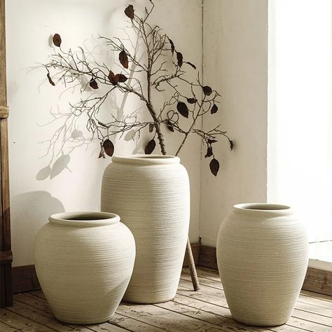 Floor Ceramic Vase Dry Flowers Living Room Large and Tall Ceramic Pots Vase Flower Pot For Living Room, Big Vases Decor Living Room, Tall Floor Vase Ideas, Nordic Style Interior, Living Room Planters, Vases Decor Living Room, Flowers Living Room, Floor Ceramic, Floor Standing Vase