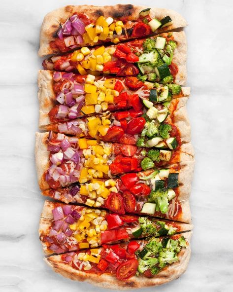 Rainbow Pizza, Individual Pizzas, Vegan Wraps, New Pizza, Pizza Ingredients, Large Pizza, Veggie Pizza, Rainbow Food, Piece Of Art