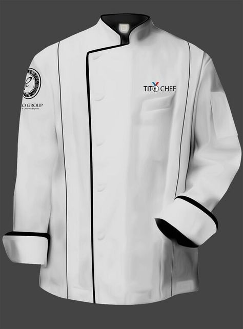 Chefs Jacket Design, Chef Coat Design, Chef Jackets Design, Chef Dress, Cafe Uniform, Waitress Uniform, Waiter Uniform, Chef Styles, Restaurant Uniforms