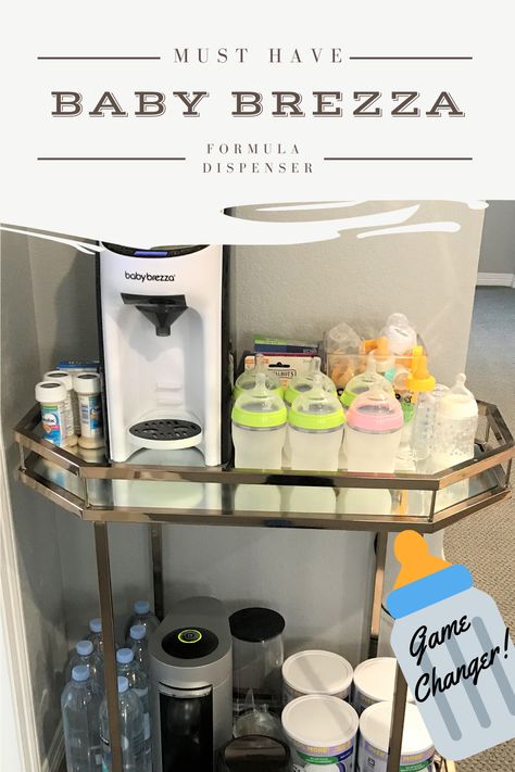 Formula Bottle Station, Bottle Station In Nursery, Baby Feeding Station Kitchen, Nursery Feeding Station, Formula Feeding Station, Nursery Bottle Station, Bottle Feeding Station, Baby Brezza Station, Bottle Station Organization