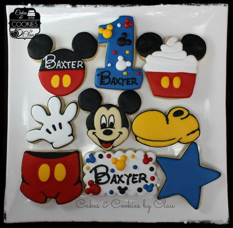 1st Birthday Party Mickey Mouse Cookies Mickey Mouse Shoes, Shorts, Glove cookies by Cakes & Cookies by Clau Mickey Mouse Clubhouse Cookies 1st Birthdays, Mickey Mouse Cookies 3rd Birthday, Minnie Cookies, Mouse Cookies, Shoe Cookies, Mickey Mouse Shoes, Mickey Mouse Cookies, Cookie Decorations, Decorative Cookies