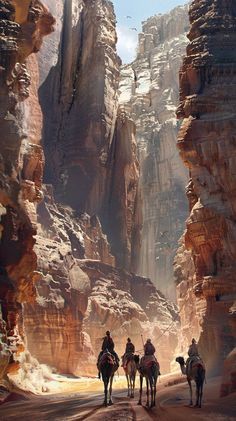 Desert Canyon Concept Art, Winter In The Desert, Desert Nomad Aesthetic, Caravan Concept Art, Fantasy Desert Kingdom, Desert Fantasy Aesthetic, Canyon Concept Art, Desert Kingdom Fantasy Art, Fantasy Art Desert