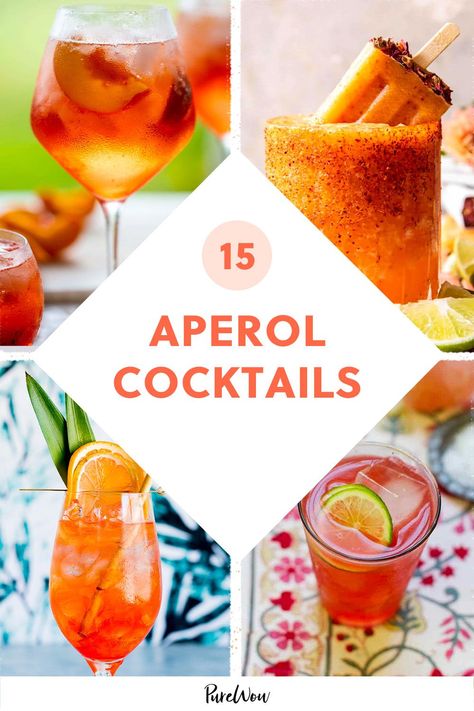 Summer Cocktails Aperol Cocktails, Aperol Drinks, Aperol Spritz Recipe, Wine Cocktail Recipes, Spritz Recipe, Cocktail Appetizers, Orange Cocktails, Refreshing Summer Cocktails, Cocktail Drink