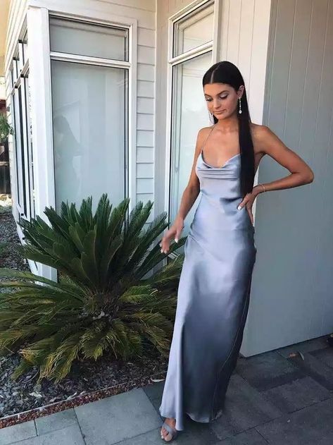 f670ef5d2d6bdf8f29450a970494dd64desc50194214ri Natalie Rolt, Slip Gown, School Formal, Grey Prom Dress, Simple Prom Dress, Gray Silk, Ball Dresses, Prom Dresses Long, Satin Dresses