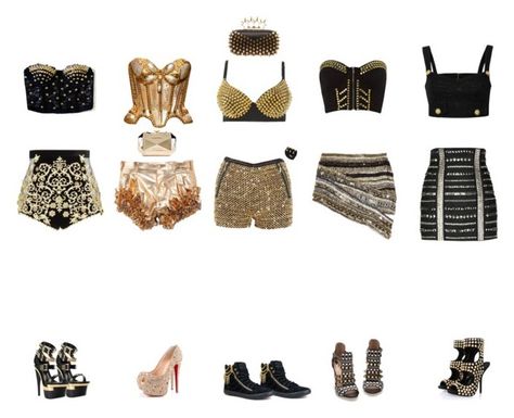 Gold Stage Outfit, Black And Gold Outfit, Ginger Fizz, Korea Dress, Gold Outfit, Outfits Polyvore, Mode Kpop, Fashion Design Sketches, Fashion Group