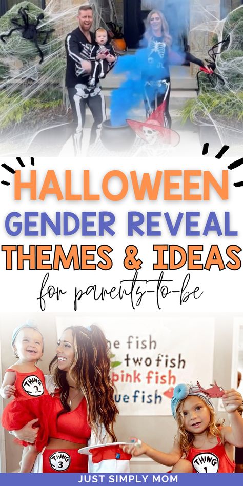 Halloween Themed Gender Reveal Party, Halloween Gender Reveal Ideas, Gender Reveal Halloween, Gender Reveal Food, Pumpkin Gender Reveal, Halloween Gender Reveal, Gender Reveal Party Theme, Gender Reveal Themes, Gender Reveal Ideas