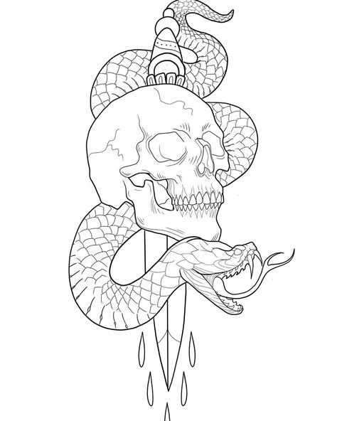 Skull With Snake, Snake Sketch, Tattoo Snake, Fantastic Wallpapers, Western Tattoos, Rose Skull, Ipad Procreate, Create Drawing, Drawing Black