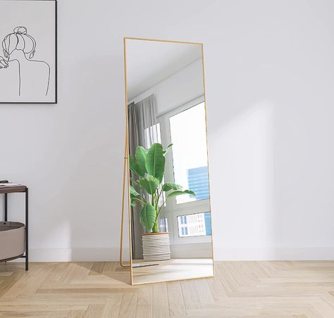 #goldenmirror #interiordesign # Full Length Mirror Stand, Full Length Floor Mirror, Full Length Mirror Wall, Mirror Wall Bedroom, Big Mirror, Full Body Mirror, Body Mirror, Metal Floor, Living Room Mirrors