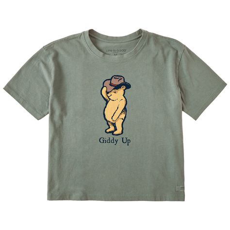 Women's Storybook Giddy Up Winnie  Boxy Crusher Tee Silly Shirt, Graphic Tees Vintage, Boxy Tee, Matching Tees, Fabric Tape, Children In Need, Knit Tees, Knitting Women, Cool Logo