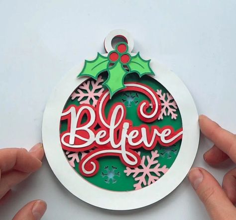 3D Layered Christmas Believe Ornament Svg 3d Christmas - Etsy Layered Christmas Tree, Mandala Christmas, Christmas Believe, Butterfly Template, Christmas 3d, Ornament Svg, 3d Svg, Christmas Crafting, Butterflies Svg