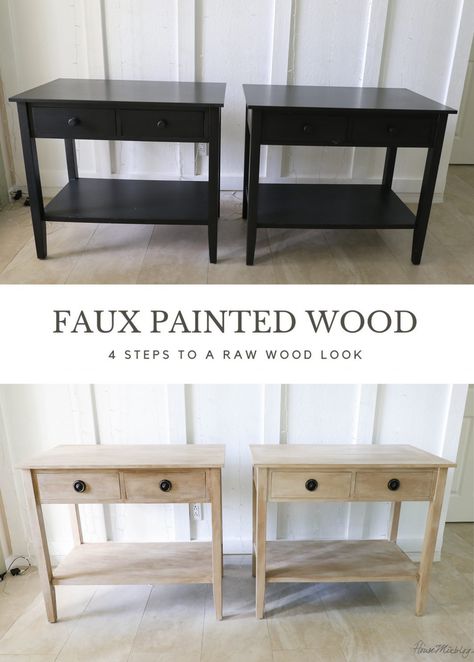 Painting Plastic To Look Like Wood, Painted Wood Nightstand, Aged Pots Diy, Liming Wax Over Black Paint, Refinish Painted Furniture, Painting Wood Bedroom Furniture, Paint Laminate To Look Like Wood, Furniture Painting Techniques Wood, Painting Painted Furniture