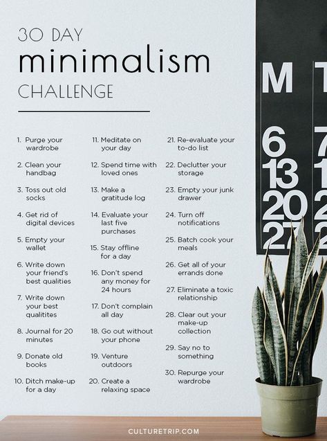 The 30 Day Minimalism Challenge|Pinterest: @theculturetrip Tenk Positivt, Minimalist Challenge, Minimalism Challenge, Minimalism Lifestyle, Summer Books, Minimalist Lifestyle, Self Care Activities, Planner Organization, House Cleaning Tips