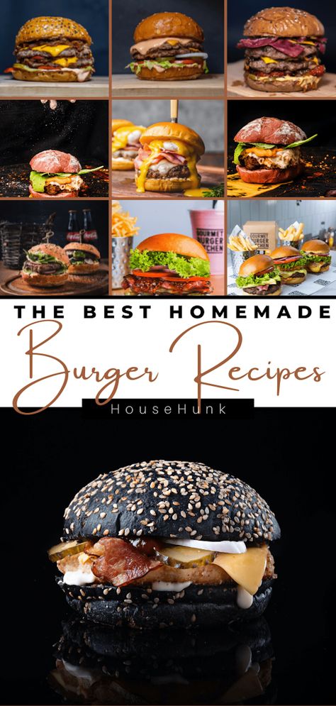 Bacon Cheeseburger Pizza, Gourmet Burgers Recipes, Homemade Burger Recipe, Mexican Burger, Delicious Burger Recipes, Unique Burgers, Pulled Pork Burger, Meat Pizza, Homemade Burger