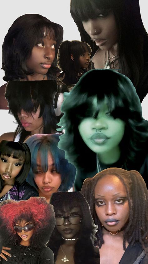 Black alt women, my inspo🫶🏽🫶🏽🫶🏽 Alt Black Woman Hairstyle, Alt Outfits Black Women, Alt Black Woman Outfit, Emo Black Women, Punk Black Women, Grunge Black Women, Alternative Black Women, Alt Black Woman, Gothic Black Women