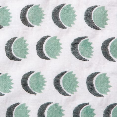 Sun and Moon Fabric in Dennis Green Rebecca Atwood Designs, Moon Fabric, Rebecca Atwood, Palm Wallpaper, Creative Interior Design, Work Diy, Garden Pillows, Ikat Fabric, Home Textiles