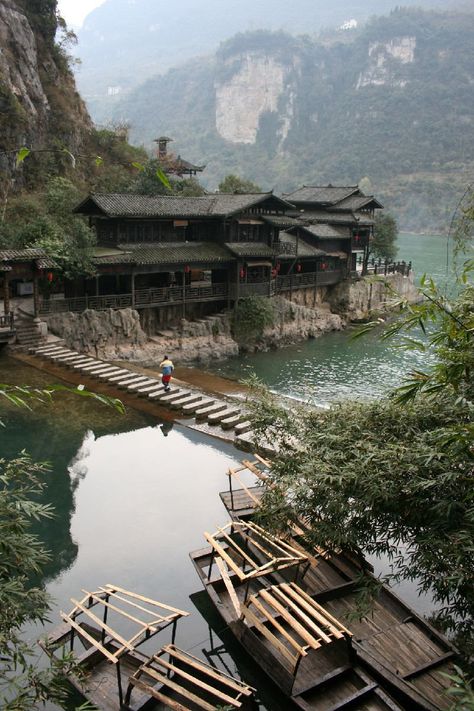 Japanese Farming Village, Japanese Mountain Village, Japanese Fishing Village, Village River, Asian Village, China Village, Water Village, River Village, Amazing Waterfall