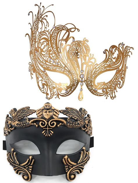 PRICES MAY VARY. 【Roman Mask for Man】-Esaleely Roman Greek Mask is made of high quality ABS material with a elastic band to keep it in place,and decorative part is made of soft rubber. 【Metal Mask for Women】-This Masquerade Mask Women is made of metal ,with gold,black and silver color to choose from,also with shining white rhinestone to add more elegance. 【Masquerade Mask for Couple】-Durable and sexy, this couple mask set is very comfortable to wear.they fit really well stayed on with movement G Masquerade Couple Outfit, Mascarade Mask Women, Masquerade Ball Outfit Women, Masquerade Ball Outfit Ideas, Ball Masks Masquerade, Masquerade Holiday Party, Dark Masquerade, Roman Mask, Greek Mask