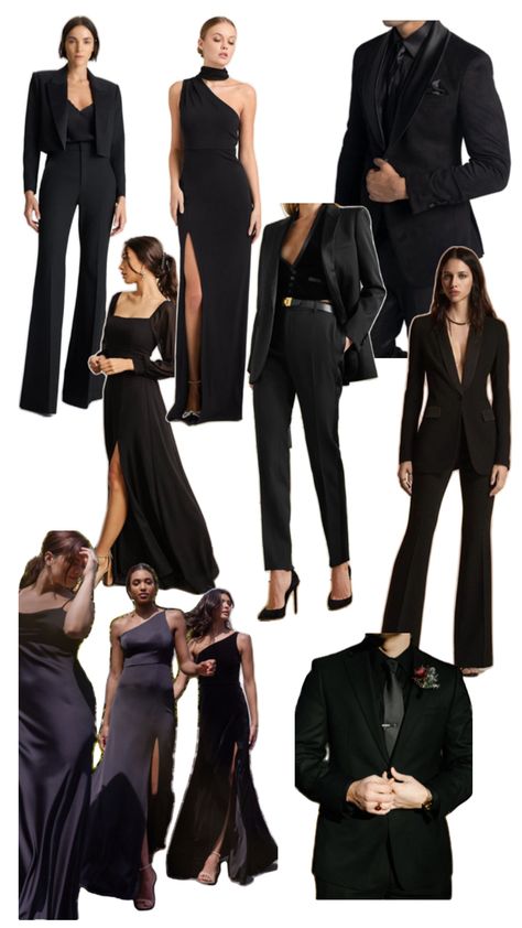 Party Dress Codes, Black Tie Dress Code, Wedding Lookbook, Black Tie Formal, Formal Wedding Guests, Dream Wedding Decorations, Black Attire, Dress Code Wedding, All Black Dresses