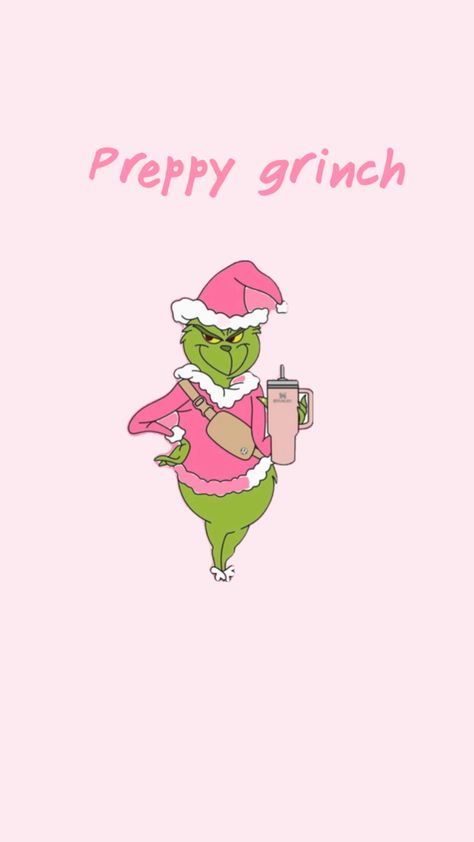 Preppy grinch wallpaper for Christmas!! Christmas Wallpaper Grinch Cute, Wallpaper For Christmas, Pink Christmas Iphone Wallpaper, Preppy Grinch, Grinch Wallpaper, Cute Christmas Quotes, Funny Christmas Wallpaper, Cute Christmas Backgrounds, Christmas Background Iphone