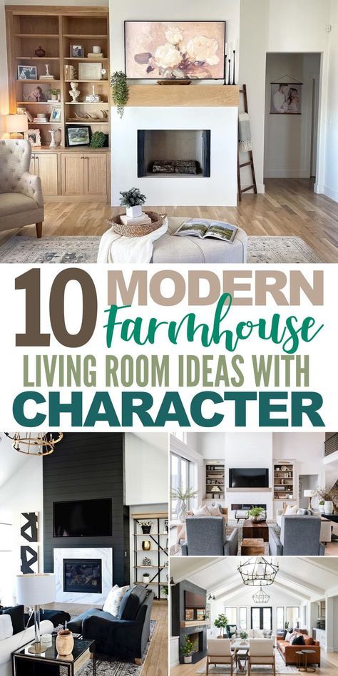 Explore chic modern farmhouse living room ideas 🛋🌿 Blend rustic warmth with modern sophistication. Find inspiration in cozy furniture, neutral tones, and unique decor accents! #InteriorDesign #FarmhouseLiving #HomeInspiration Family Room Styles, Great Room Modern Farmhouse, Modern Farmhouse Living Room Windows, Farmhouse Chic Living Room Decor Ideas, Open Room Ideas Living Areas, Farmhouse Aesthetic Living Room, Minimalist Farmhouse Living Room, French Modern Farmhouse, Farmhouse Interior Living Room