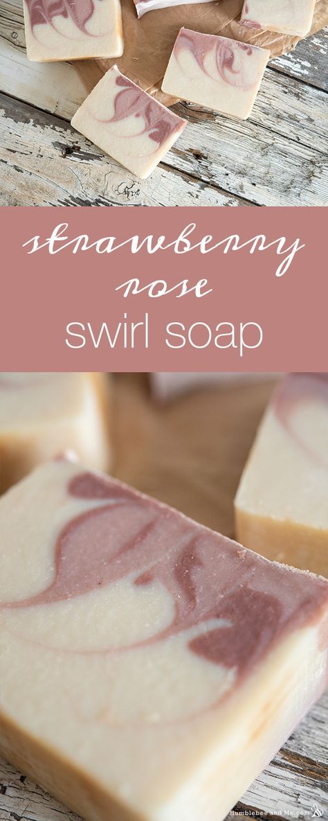 Strawberry Rose Soap - Humblebee & Me Rose Cold Process Soap, Making Bar Soap, Rose Serum, Soap Scents, Strawberry Soap, Cold Processed Soap, Strawberry Rose, Cold Process Soap Recipes, Pink Soap