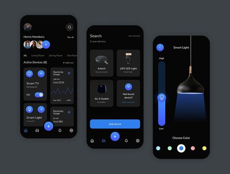 Smart Home App UI by Palash Ahmed for Magicis™ on Dribbble Ux Elements, Ios 7 Design, Ux Trends, Prototyping Tools, Mobile Ux, Mobile Ui Patterns, Design Home App, Light App, App Interface Design