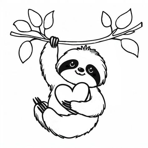 Sloth with Heart Love SVG Cute sloth outline Cricut Silhouette cut file Cute Valentine Animal Vinyl I Love Hanging out with you Laser Coloring pages for kids #coloringpagesforkids Coloring page for kids #coloringpageforkids Kids coloring page #kidscoloringpage 3.612 Easy Sloth Drawing, Cute Drawings Black And White, Free Cricut Projects Beginner, Sloth Outline, Svg Shirt Ideas, Valentines Animals, Sloth Drawing, Sloth Svg, Background Valentine