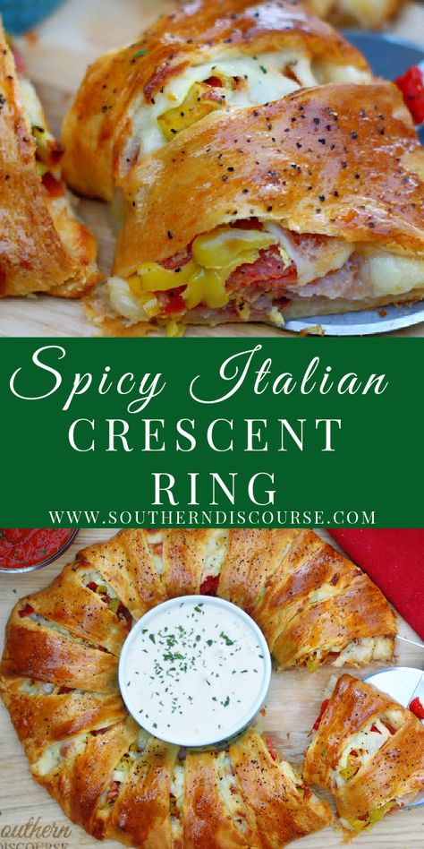 Italian Crescent Ring, Crescent Roll Recipes Dinner, Crescent Recipes, Crescent Ring, Crescent Roll Recipes, Best Appetizer Recipes, Appetizers Easy Finger Food, Finger Foods Easy, Football Food