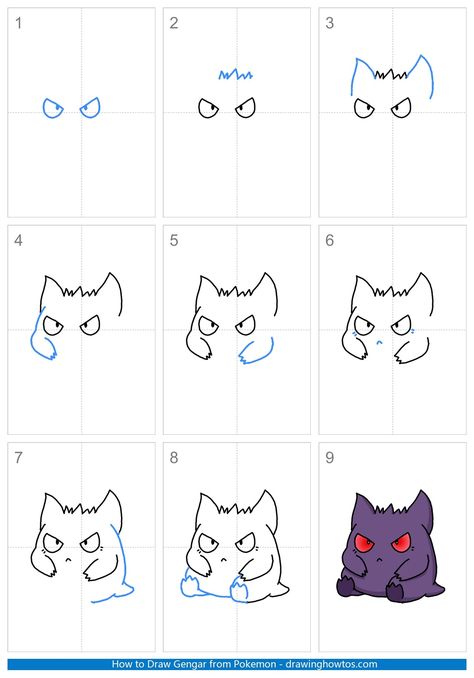 How To Draw Gengar Step By Step, Cute Gengar Drawing, Pokemon How To Draw Step By Step, Pokemon Doodles Easy, Pokemon Simple Drawing, Pokemon Drawings Easy Step By Step, Gengar Drawing Easy, Pokemon Drawing Tutorial, Pokemon Sketches Easy