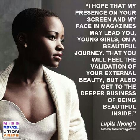 She is so awesome! Such a refreshing role model for young women! Lupita Nyong'o, American Woman, Black Excellence, Inspirational Women, Black Is Beautiful, Famous Quotes, The Words, The Well, Hair Hair