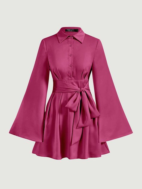 Green Church Outfit, Shirt Dresses For Women Classy, Trumpet Sleeve Dress, Shirt Gown, Elegant Shirt Dress, Elegant Silk Dresses, Cute Formal Dresses, Long Sleeve Chiffon Dress, Tight Dress Outfit