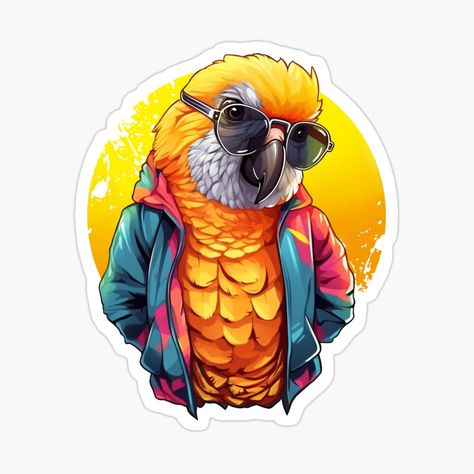 parrot head wearing glasses. sticker Glasses Sticker, Parrot Tattoo, Parrot Head, Glasses Cute, Colorful Parrots, Wearing Glasses, Betta Fish, Parrot, Top Artists