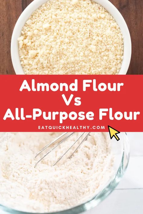 Almond Flour Vs All-Purpose Flour (& Substitution Details) - Eat Quick Healthy Substitute Almond Flour For All Purpose Flour, All Purpose Flour Substitute, Almond Flour Substitute Chart, Almond Flour Substitute, Cake Flour Substitute, Measuring Flour, Almond Butter Recipes, Healthy Flour, Almond Benefits