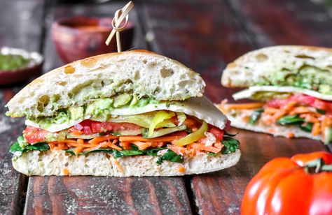 The Best Veggie Sandwich - touchofgingerrecipes.com Best Veggie Sandwich, Ww Sandwiches, Vegetable Sandwich Recipes, Veggie Sandwich Recipes, Avocado Chimichurri, Veggie Sandwiches, Vegetable Sandwich, Vegetarian Sandwich Recipes, Vegan Sandwiches