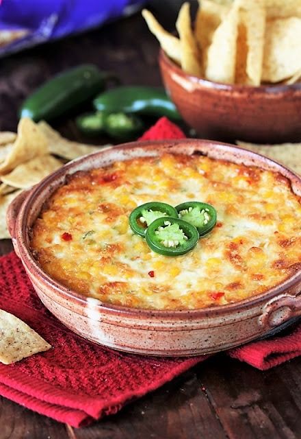 Cheesy Hot Corn Dip Image ~ Serve up this baked Cheesy Hot Corn Dip at your next party or game day get together ~ it's sure to be the hit of the party! Cheesy Hot Corn Dip, Party Food Favorites, Football Food Appetizers, The Kitchen Is My Playground, Hot Corn Dip, Marinated Cheese, Hot Crab Dip, Hot Corn, Homemade Enchilada Sauce