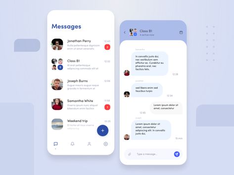 Chat App by Ed Leshchenko Chat Ui Design Mobile, Chatting Ui, Chat Ui Design, Chat App Design, Chat App Ui, Mobile App Design Templates, Mobile Chat App, Client Template, Chat Design