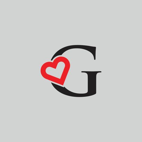 Logo Heart Letter G. Beautiful vector love logo design. G love outline creative letter design G Love Images, G Initial Wallpaper, G With Heart, G Wallpaper Letter Aesthetic, G Letter Design, Logo Design G, Letter G Tattoo, Love Logo Design, G Wallpaper