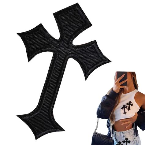 Cross Patch Jeans, Jeans Repair, Princess Courtney, Cross Patch, Medieval Gothic, Hot Melt Adhesive, Iron Cross, Dress Hat, Sewing Embellishments