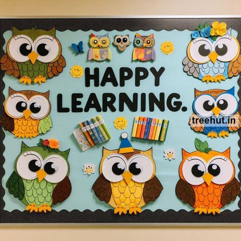 School Soft Board Decoration Ideas, Creative Board Ideas For School, Educational Bulletin Board Ideas, Class Display Board Ideas, Creative Classroom Decoration Ideas, Softboard Decoration Ideas For School, Soft Board Border Ideas For School, Autumn Bulletin Board Ideas, Owl Bulletin Board Ideas