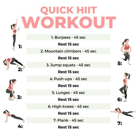 Burn calories and shed fat with this quick and easy at home workout. Perfect workout to help breakup the long WFH day At Home Routine, At Home Hiit Workout, Home Hiit Workout, Quick Hiit Workout, At Home Hiit, Low Impact Hiit, Home Hiit, Home Routine, Hiit Workout Routine